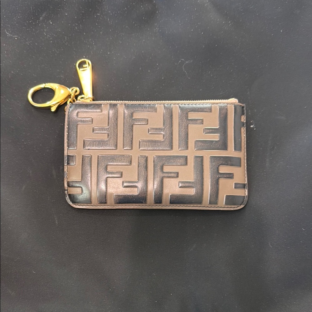 Fendi Tan and Black Monogram Key Holder